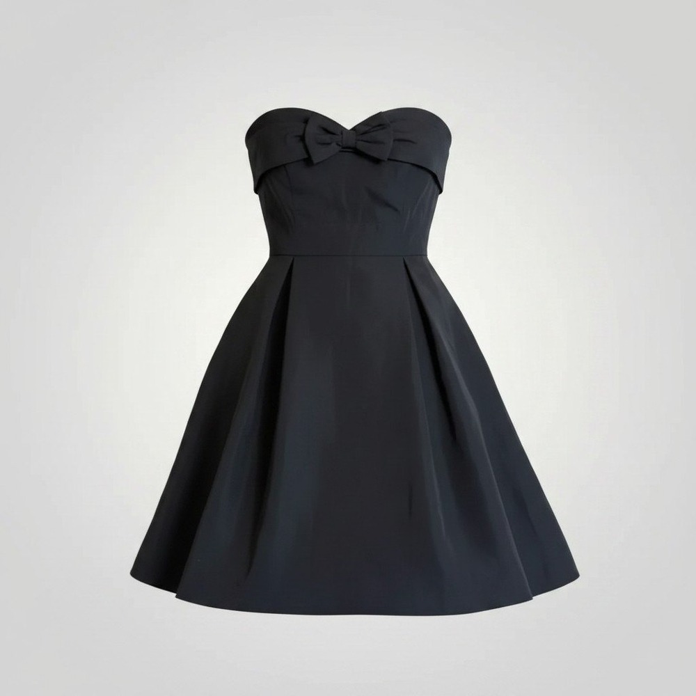 RW&CO Strapless Cocktail Dress Women 0 Black Bow Sweetheart Fit Flare Coquette